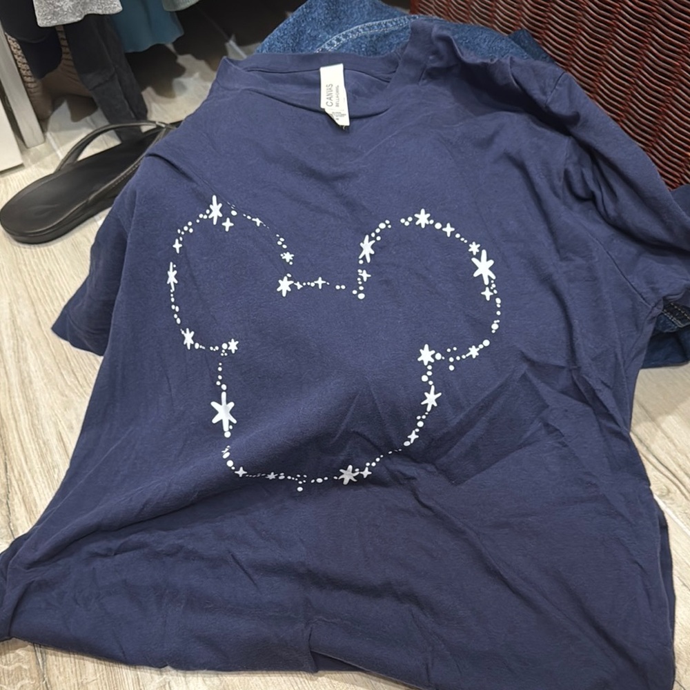 Disney Blue and White Mickey Mouse Star Tee